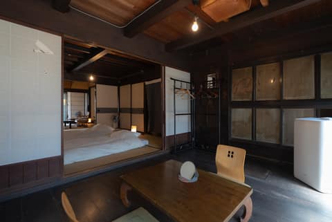 Wood-floored room